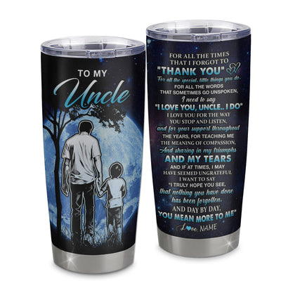 Personalized To My Uncle Tumbler From Nephew Stainless Steel Cup Thank You Day By Day Uncle Birthday Fathers Day Thanksgiving Christmas Travel Mug | teecentury