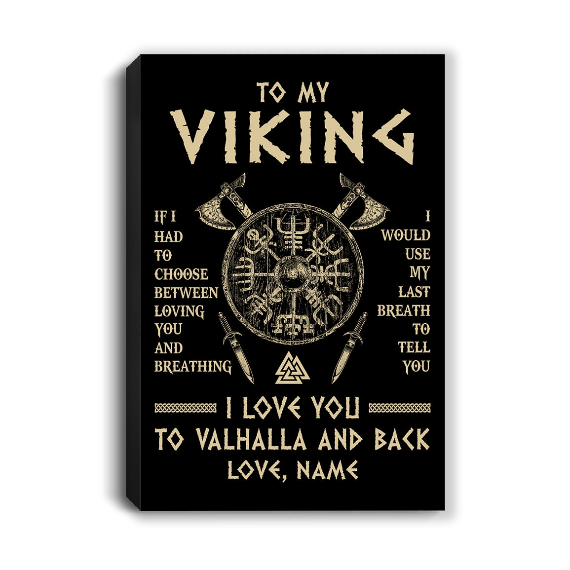 Personalized To My Viking Canvas Husband From Wife I Love You To Valhalla Husband Fiancee Boyfriend Men Birthday Anniversary Custom Wall Art Print Framed Canvas | teecentury