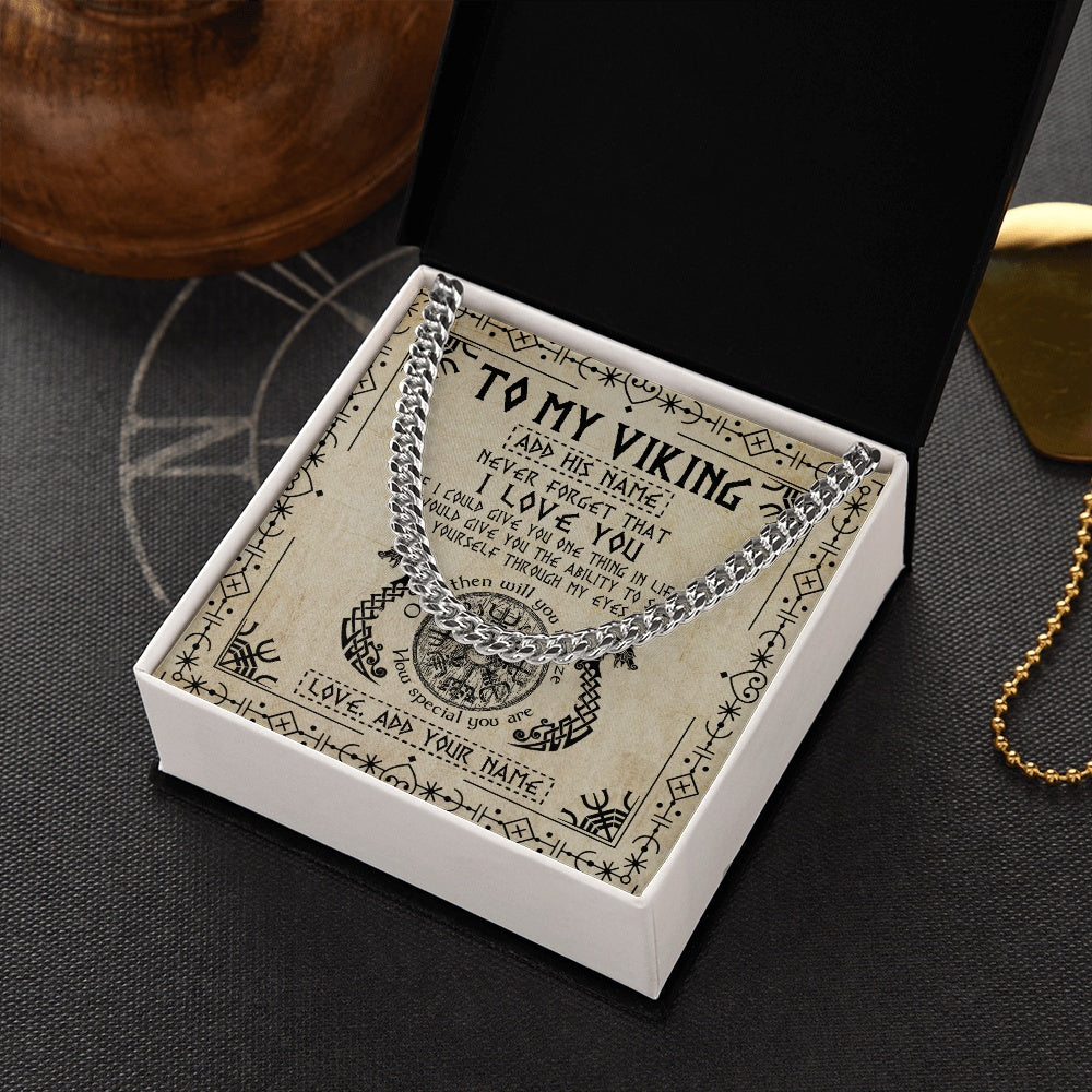Cuban Link Chain Necklace Stainless Steel | 2 | Personalized To My Viking Necklace For Men I Love You Jewelry Gifts Him Husband Son On Valentines Fathers Day Birthday Christmas Custom Gift Box Message Card | https://teecentury.