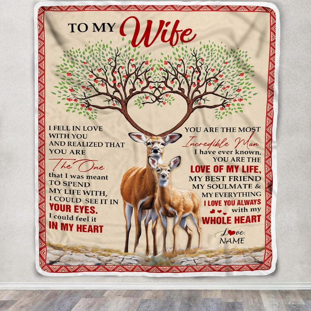 Personalized To My Wife Blanket From Husband Deer You Are The Love Of My Life Wife Birthday Wedding Anniversary Christmas Customized Fleece Blanket Blanket | Teecentury.com