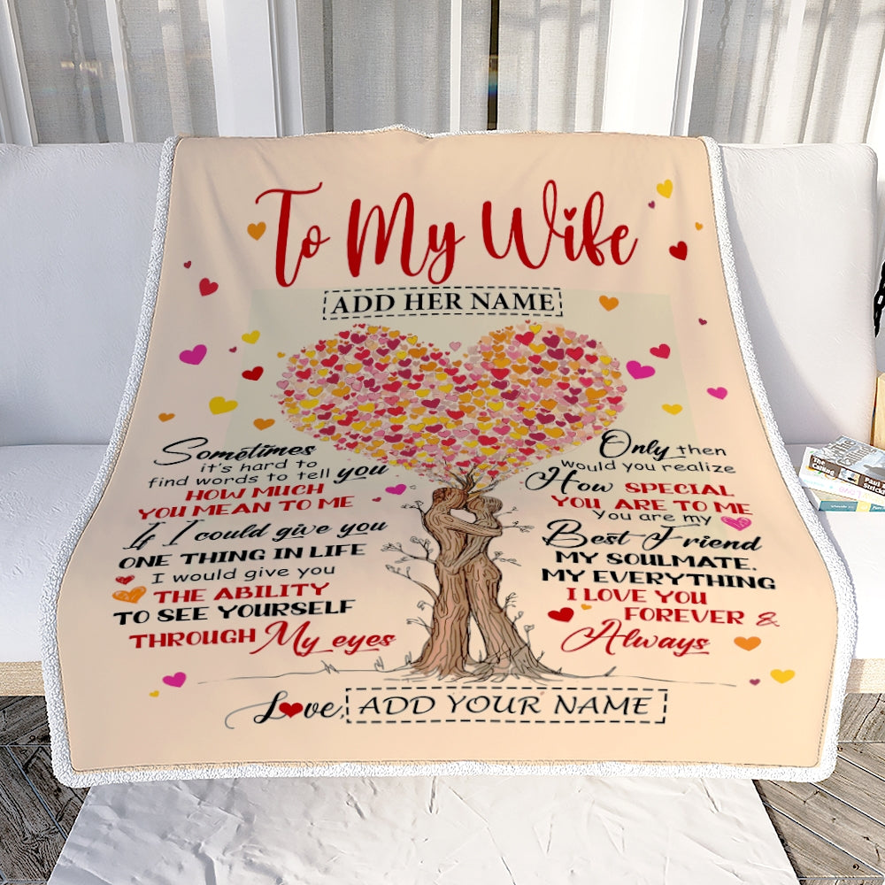 Personalized To My Wife Blanket From Husband Heart Tree How Special You Are My Soulmate Best Friend Customized Anniversary Birthday Christmas Fleece Blanket | teecentury
