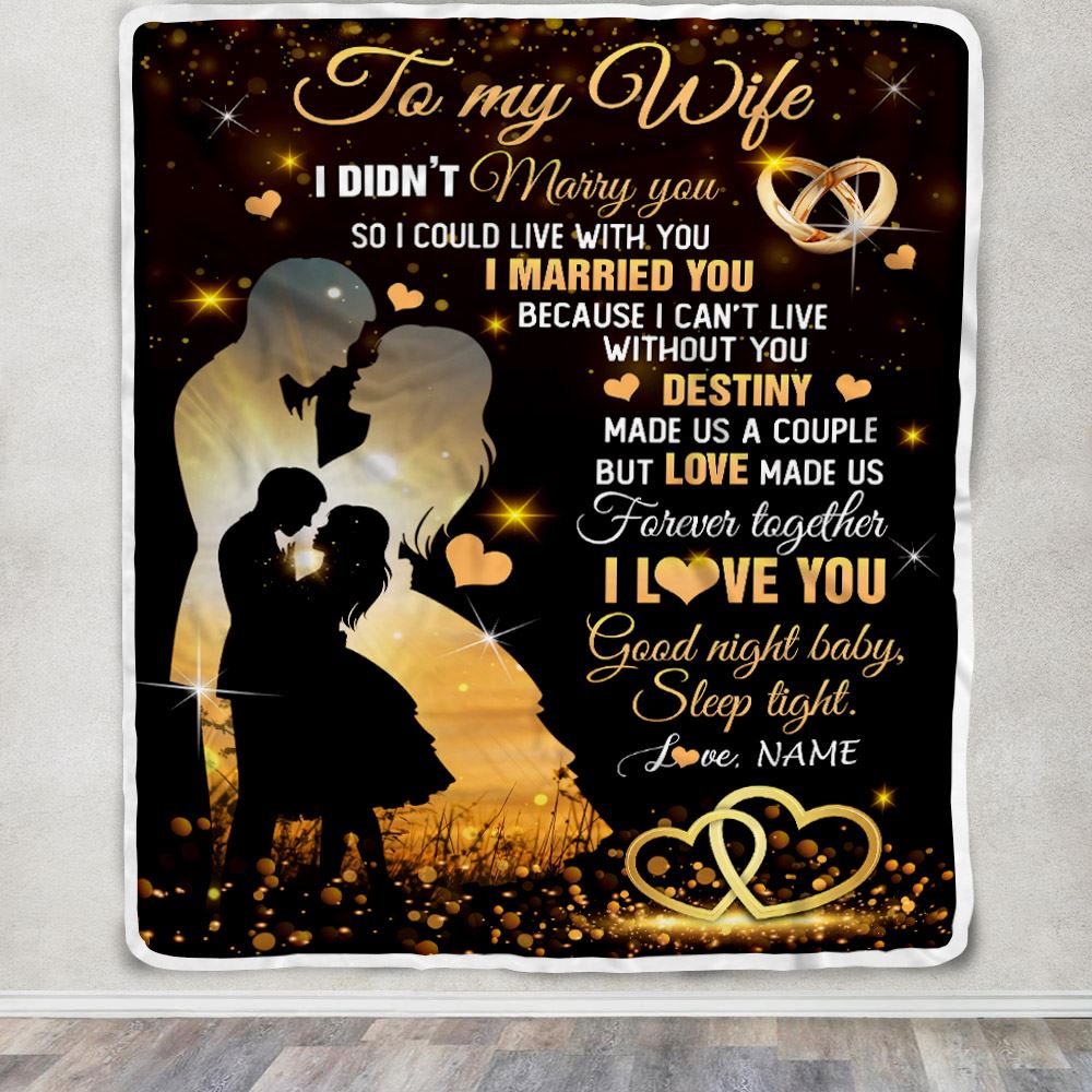 Personalized To My Wife Blanket From Husband I Didn't Marry You Romantic Wife Valentines Day Birthday Anniversary Christmas Customized Gift Fleece Blanket | teecentury