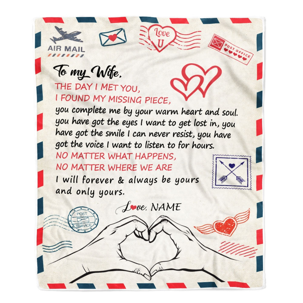 Personalized To My Wife Blanket From Husband I Will Always Be Yours Air Mail Wife Anniversary Birthday Valentines Day Christmas Customized Fleece Blanket | teecentury