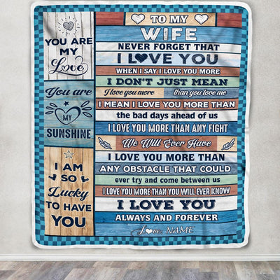 Personalized To My Wife Blanket From Husband Wood I Love You More Wife Birthday Anniversary Romantic Valentines Day Christmas Customized Gift Fleece Blanket | teecentury