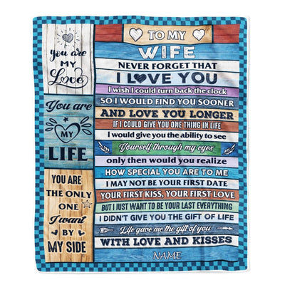 Personalized To My Wife Blanket From Husband Wood I Love You Wife Birthday Anniversary Romantic Valentines Day Christmas Customized Fleece Throw Blanket | teecentury