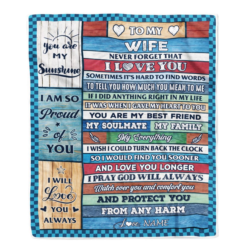 Personalized To My Wife Blanket From Husband Wood My Souldmate Wife Birthday Wedding Anniversary Valentines Day Christmas Customized Gift Fleece Blanket | teecentury