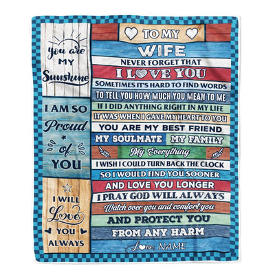 Personalized To My Wife Blanket From Husband Wood My Souldmate Wife Birthday Wedding Anniversary Valentines Day Christmas Customized Gift Fleece Blanket | teecentury