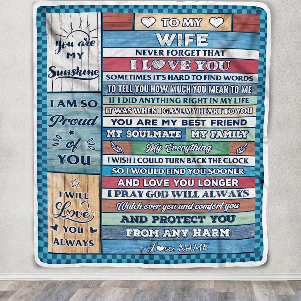 Personalized To My Wife Blanket From Husband Wood My Souldmate Wife Birthday Wedding Anniversary Valentines Day Christmas Customized Gift Fleece Blanket | teecentury