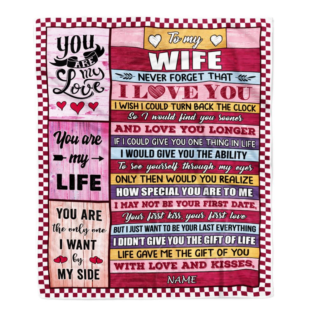 Personalized To My Wife Blanket From Husband Wood Never Forget I Love You Wife Birthday Anniversary Valentines Day Christmas Customized Gift Fleece Blanket | teecentury