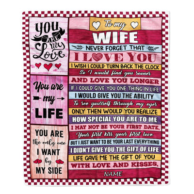 Personalized To My Wife Blanket From Husband Wood Never Forget I Love You Wife Birthday Anniversary Valentines Day Christmas Customized Gift Fleece Blanket | teecentury