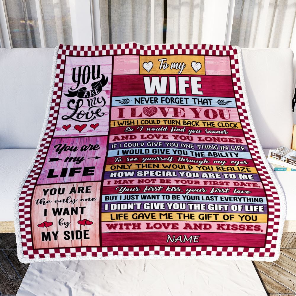 Personalized To My Wife Blanket From Husband Wood Never Forget I Love You Wife Birthday Anniversary Valentines Day Christmas Customized Gift Fleece Blanket | teecentury