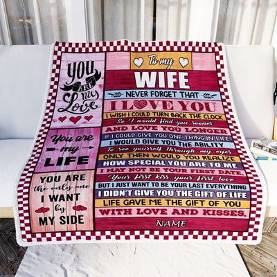 Personalized To My Wife Blanket From Husband Wood Never Forget I Love You Wife Birthday Anniversary Valentines Day Christmas Customized Gift Fleece Blanket | teecentury