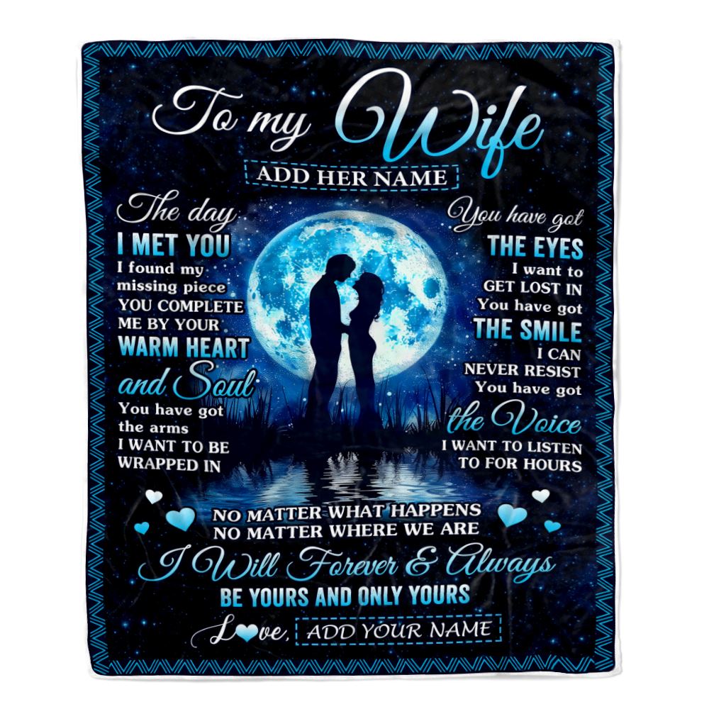 Personalized To My Wife Blanket Wood The Day I Met You Husband Birthday Anniversary Romantic Valentines Day Gifts For Her Christmas Customized Fleece Blanket | teecentury