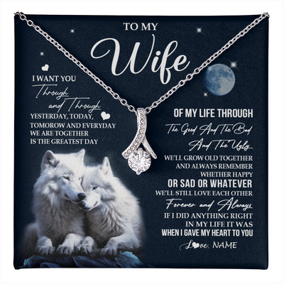 Alluring Beauty Necklace 14K White Gold Finish | 1 | Personalized To My Wife Canvas From Husband I Want You Wolf Wife Birthday Gifts Anniversary Romantic Valentines Day Christmas Custom Wall Art Print Framed Canvas | teecentury
