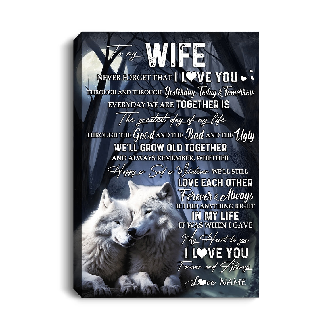 Personalized To My Wife Canvas From Husband Wolf Never Forget That I Love You Wife Birthday Wedding Anniversary Christmas Custom Wall Art Print Framed Canvas | teecentury