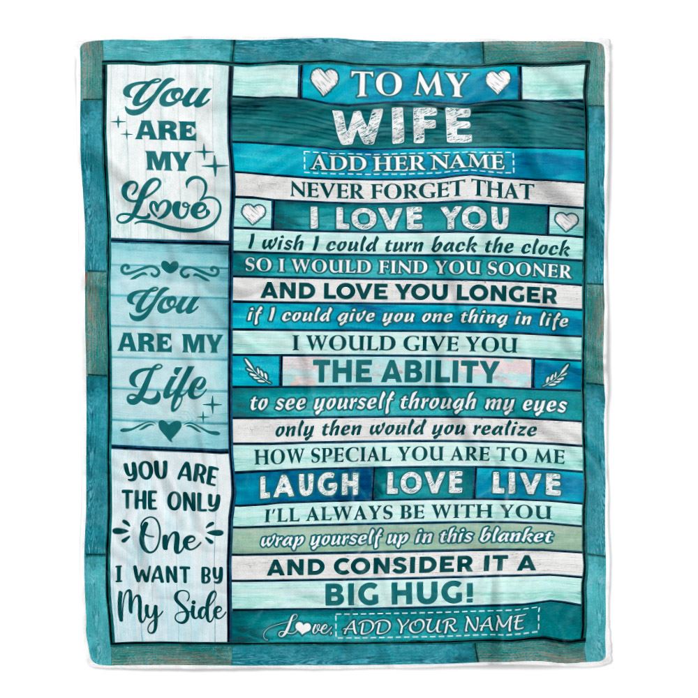 Personalized To My Wife From Husband Blanket Wood You Are My Love Birthday Gifts For Wife Anniversary Wedding For Her Valentines Day Christmas Fleece Blanket | teecentury
