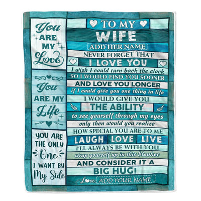 Personalized To My Wife From Husband Blanket Wood You Are My Love Birthday Gifts For Wife Anniversary Wedding For Her Valentines Day Christmas Fleece Blanket | teecentury