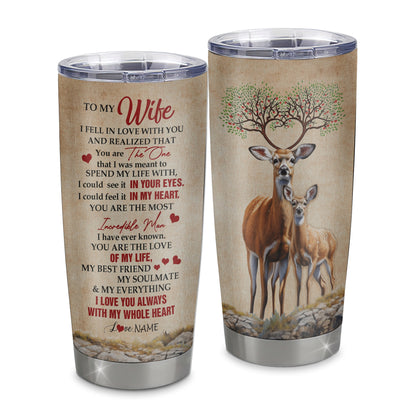 Personalized To My Wife From Husband Stainless Steel Tumbler Cup Deer You Are The Love Of My Life Wife Birthday Anniversary Wedding Day Christmas For Her Travel Mug | teecentury