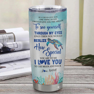Personalized To My Wife From Husband Stainless Steel Tumbler Cup I Wish I Could Turn Back The Clock Turtle Wife Birthday Anniversary Valentines Day Christmas Travel Mug | teecentury