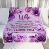 Personalized To My Wife Gifts Blanket From Husband Purple Floral Birthday For Wife Romantic Valentines Gifts For Her Christmas Custom Fleece Blanket | teecentury