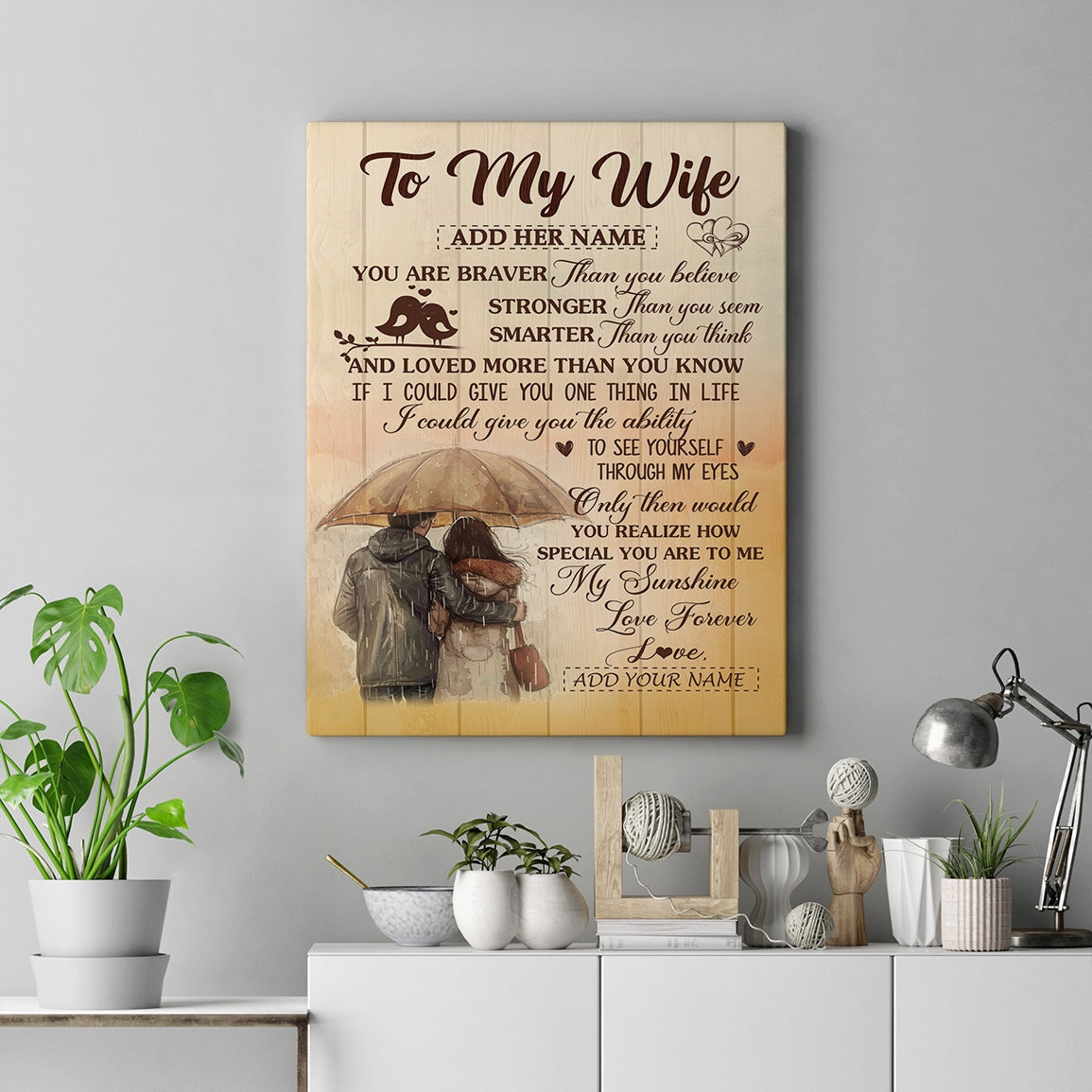 Personalized To My Wife Gifts Canvas From Husband You Are Braver Wife Birthday Gifts Anniversary Romantic Valentines Christmas Custom Wall Art Framed Canvas | teecentury