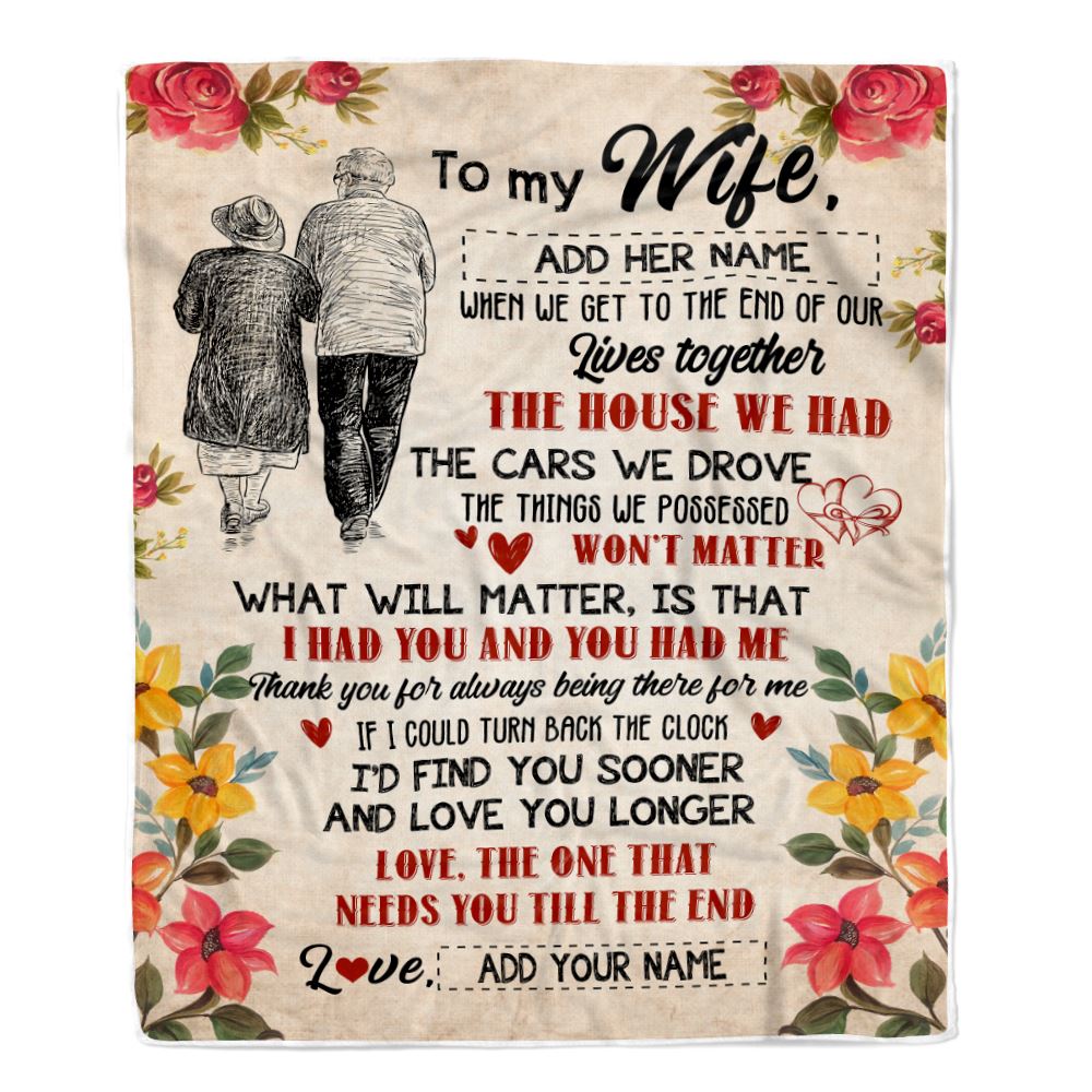 Personalized To My Wife Gifts From Husband Blanket Grow Old Together Wife Wedding Anniversary Birthday Gifts For Wife Her Christmas Customized Fleece Blanket | teecentury