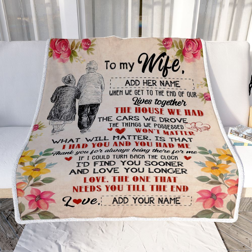 Personalized To My Wife Gifts From Husband Blanket Grow Old Together Wife Wedding Anniversary Birthday Gifts For Wife Her Christmas Customized Fleece Blanket | teecentury