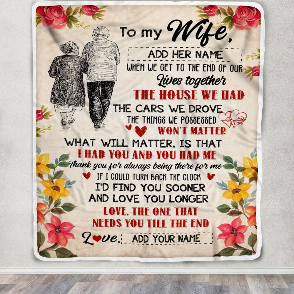 Personalized To My Wife Gifts From Husband Blanket Grow Old Together Wife Wedding Anniversary Birthday Gifts For Wife Her Christmas Customized Fleece Blanket | teecentury