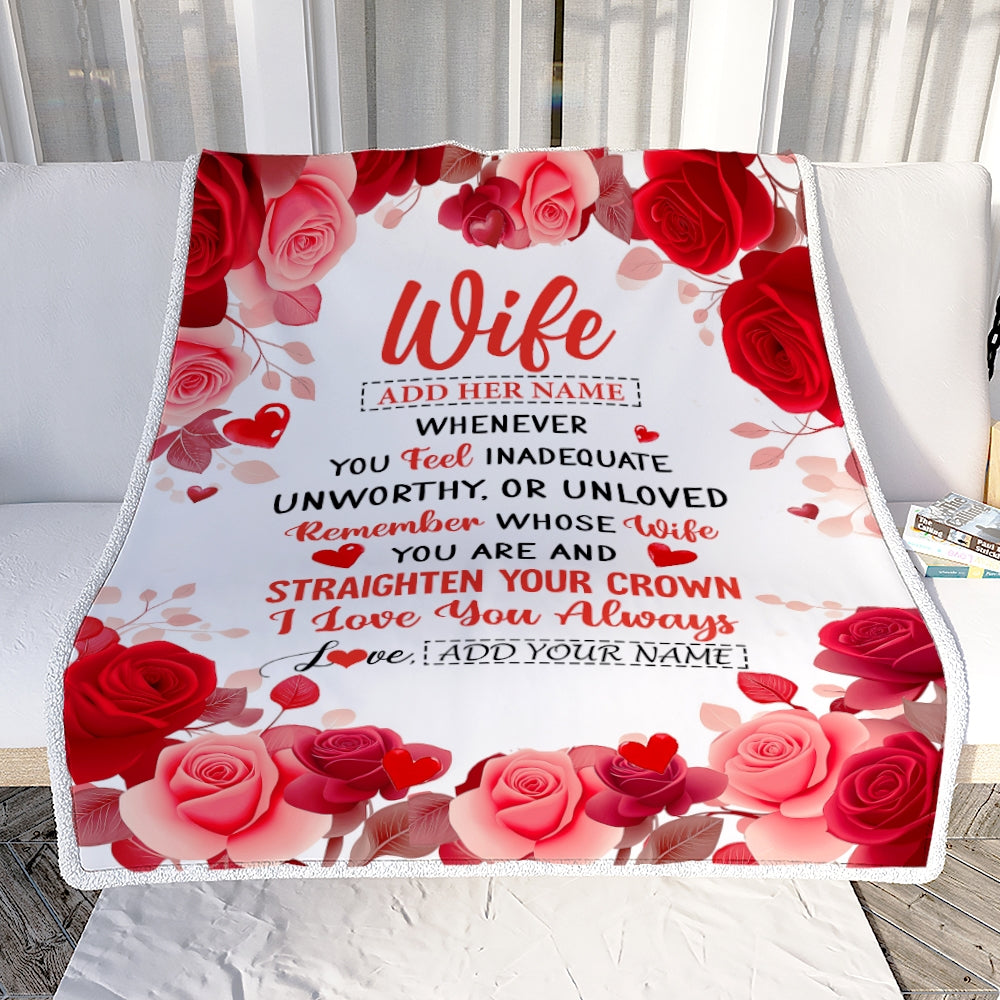Personalized To My Wife Gifts From Husband Blanket Rose Flower Anniversary Birthday Gifts Wife Romantic For Her Christmas Custom Fleece Throw Blanket | teecentury