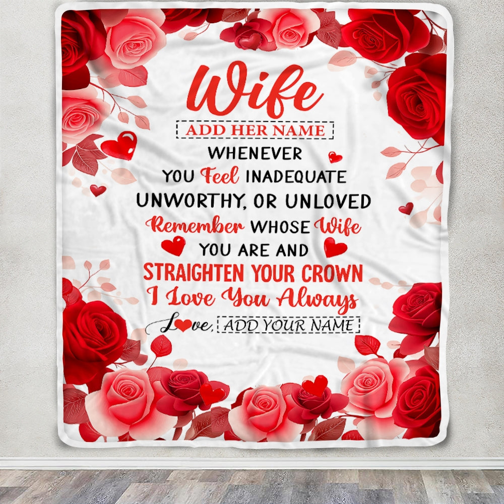 Personalized To My Wife Gifts From Husband Blanket Rose Flower Anniversary Birthday Gifts Wife Romantic For Her Christmas Custom Fleece Throw Blanket | teecentury