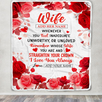 Personalized To My Wife Gifts From Husband Blanket Rose Flower Anniversary Birthday Gifts Wife Romantic For Her Christmas Custom Fleece Throw Blanket | teecentury