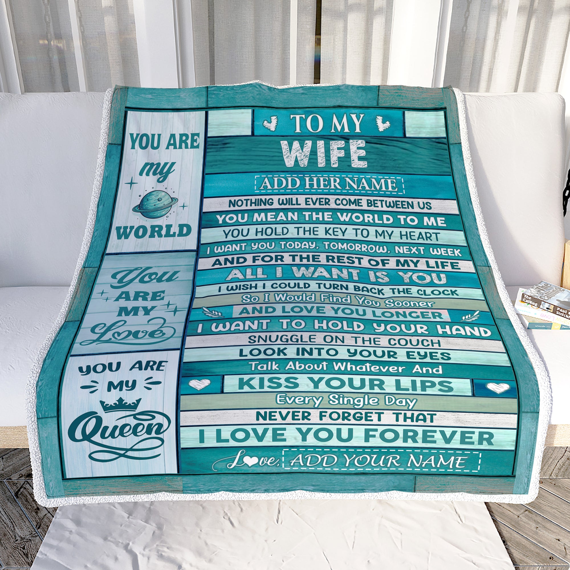 Personalized To My Wife Gifts From Husband Blanket Wood Love You Longer Valentines Anniversary Romantic Birthday Gifts For Wife Her Christmas Fleece Blanket | teecentury