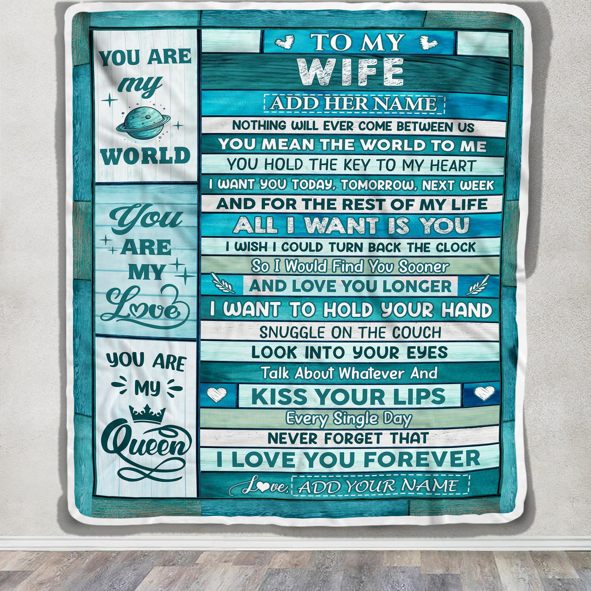 Personalized To My Wife Gifts From Husband Blanket Wood Love You Longer Valentines Anniversary Romantic Birthday Gifts For Wife Her Christmas Fleece Blanket | teecentury