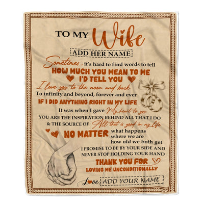 Personalized To My Wife Gifts From Husband Blanket You Mean The World To Me Romantic Anniversary Wife Birthday Gifts Presents For Her Custom Fleece Blanket | teecentury
