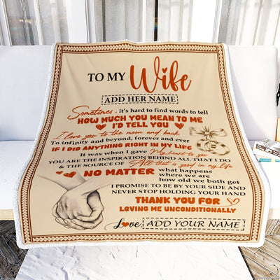 Personalized To My Wife Gifts From Husband Blanket You Mean The World To Me Romantic Anniversary Wife Birthday Gifts Presents For Her Custom Fleece Blanket | teecentury