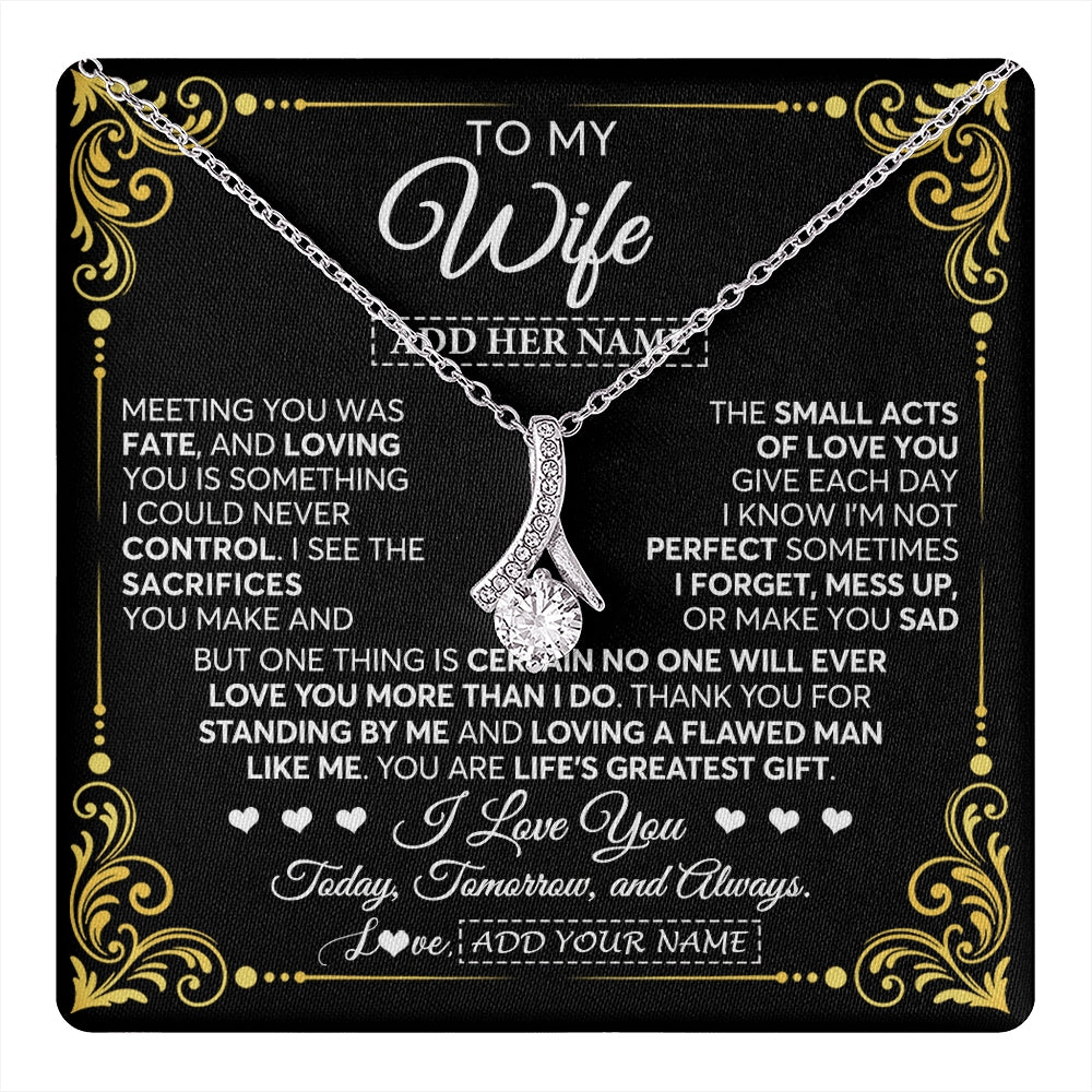 Alluring Beauty Necklace 14K White Gold Finish | 1 | Personalized To My Wife Gifts Necklace From Husband A Meaningful Romantic Jewelry Gift For Anniversary Birthday Wedding Christmas Custom Gift Box Message Card | https://teecentury.