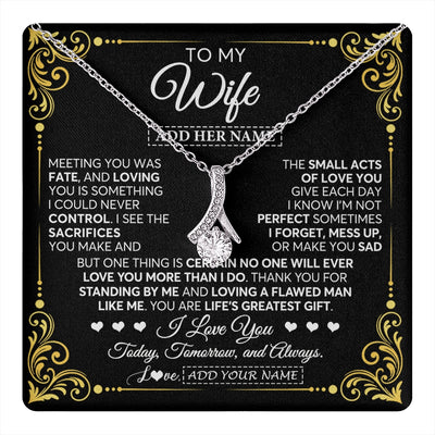 Alluring Beauty Necklace 14K White Gold Finish | 1 | Personalized To My Wife Gifts Necklace From Husband A Meaningful Romantic Jewelry Gift For Anniversary Birthday Wedding Christmas Custom Gift Box Message Card | https://teecentury.