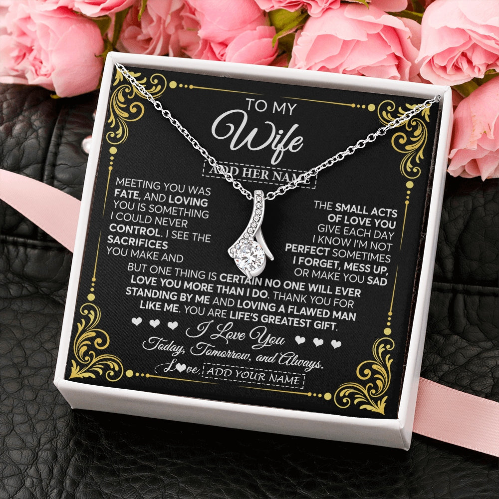 Alluring Beauty Necklace 14K White Gold Finish | 2 | Personalized To My Wife Gifts Necklace From Husband A Meaningful Romantic Jewelry Gift For Anniversary Birthday Wedding Christmas Custom Gift Box Message Card | https://teecentury.