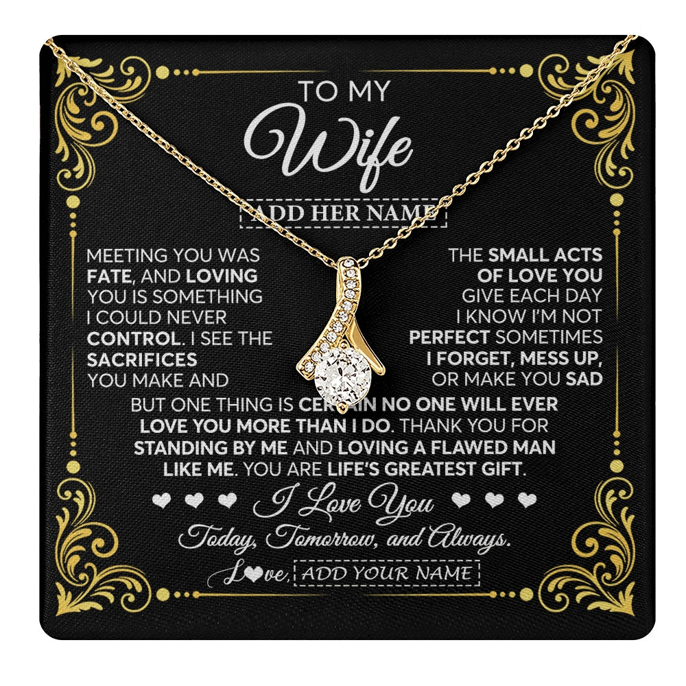 Alluring Beauty Necklace 18K Yellow Gold Finish | 1 | Personalized To My Wife Gifts Necklace From Husband A Meaningful Romantic Jewelry Gift For Anniversary Birthday Wedding Christmas Custom Gift Box Message Card | https://teecentury.