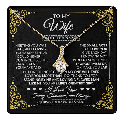Alluring Beauty Necklace 18K Yellow Gold Finish | 1 | Personalized To My Wife Gifts Necklace From Husband A Meaningful Romantic Jewelry Gift For Anniversary Birthday Wedding Christmas Custom Gift Box Message Card | https://teecentury.