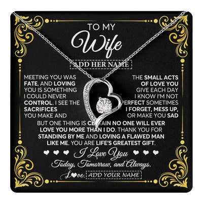 Forever Love Necklace 14K White Gold Finish | 1 | Personalized To My Wife Gifts Necklace From Husband A Meaningful Romantic Jewelry Gift For Anniversary Birthday Wedding Christmas Custom Gift Box Message Card | https://teecentury.