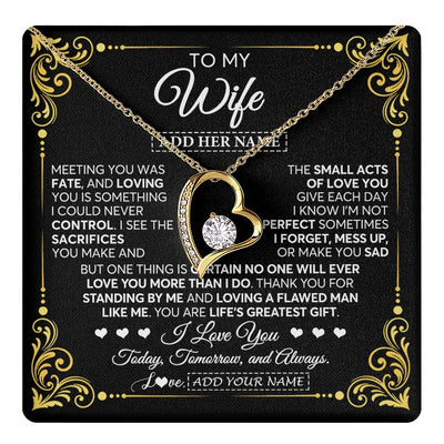 Forever Love Necklace 18K Yellow Gold Finish | 1 | Personalized To My Wife Gifts Necklace From Husband A Meaningful Romantic Jewelry Gift For Anniversary Birthday Wedding Christmas Custom Gift Box Message Card | https://teecentury.