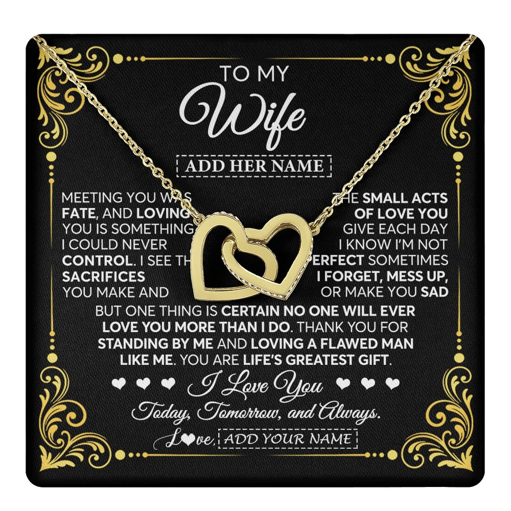 Interlocking Hearts Necklace 18K Yellow Gold Finish | 1 | Personalized To My Wife Gifts Necklace From Husband A Meaningful Romantic Jewelry Gift For Anniversary Birthday Wedding Christmas Custom Gift Box Message Card | https://teecentury.