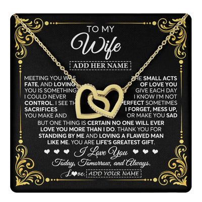 Interlocking Hearts Necklace 18K Yellow Gold Finish | 1 | Personalized To My Wife Gifts Necklace From Husband A Meaningful Romantic Jewelry Gift For Anniversary Birthday Wedding Christmas Custom Gift Box Message Card | https://teecentury.