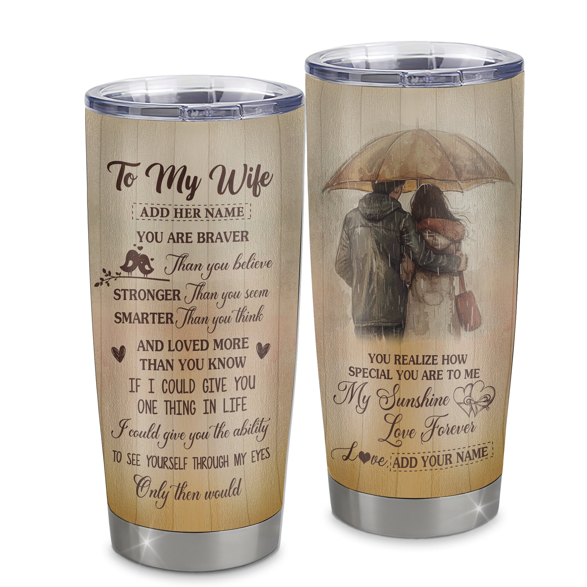 Personalized To My Wife Gifts Tumbler From Husband You Are Braver Wife Birthday Gifts Anniversary Romantic Valentines Christmas Custom Stainless Steel Travel Mug | teecentury