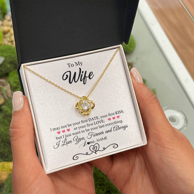 Love Knot Necklace 18K Yellow Gold Finish | 2 | Personalized To My Wife Necklace For Women I Love You Wife From Husband Birthday Anniversary Wedding Valentines Day Pendant Customized Gift Box Message Card | teecentury