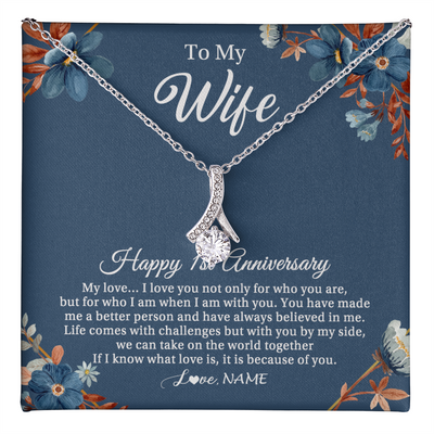 Alluring Beauty Necklace 14K White Gold Finish | 1 | Personalized To My Wife Necklace From Husband 1 Year Wedding Anniversary For Her 1st Anniversary For Her 1 Years Anniversary Customized Gift Box Message Card | teecentury
