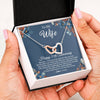 Interlocking Hearts Necklace Stainless Steel & Rose Gold Finish | 2 | Personalized To My Wife Necklace From Husband 35 Years Wedding Anniversary For Her 35th Anniversary For Her 35 Years Anniversary Customized Gift Box Message Card | teecentury