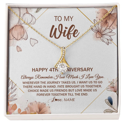 Alluring Beauty Necklace 18K Yellow Gold Finish | Personalized To My Wife Necklace From Husband 4 Years Anniversary For Her 4th Anniversary 4 Years Wedding Anniversary For Her Customized Gift Box Message Card | teecentury