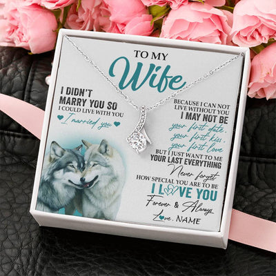 Alluring Beauty Necklace 14K White Gold Finish | 2 | Personalized To My Wife Necklace From Husband I Didn't Marry You So Wolf For Wife Wedding Anniversary Day Birthday Christmas Customized Gift Box Message Card | teecentury